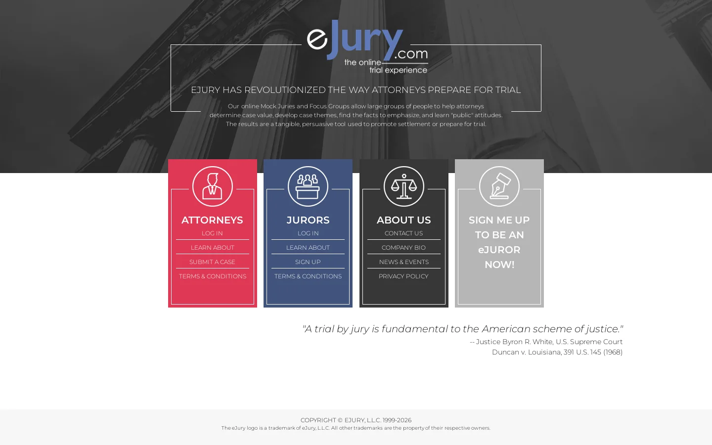 eJury.com : Homepage screenshot