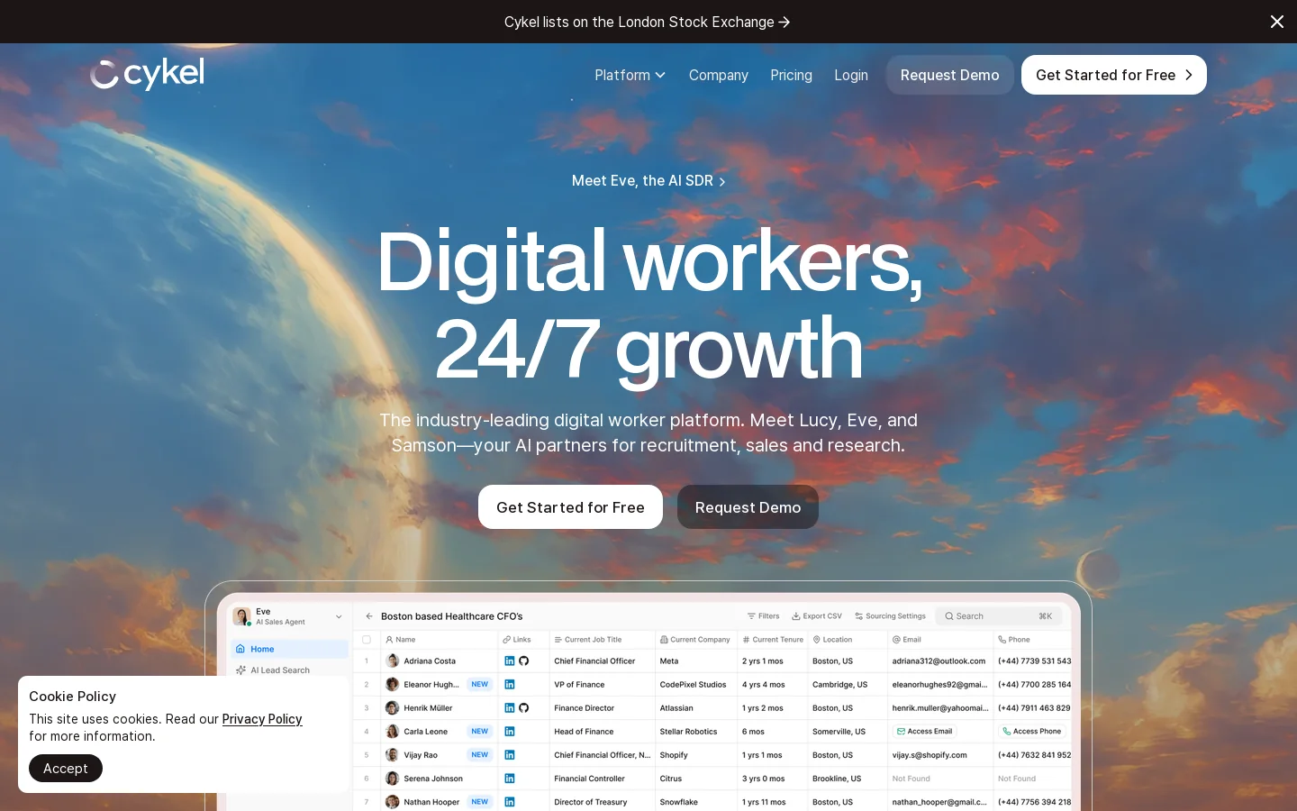 Cykel Homepage screenshot