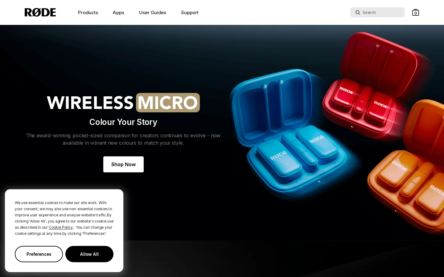 RØDE (United States) Homepage screenshot