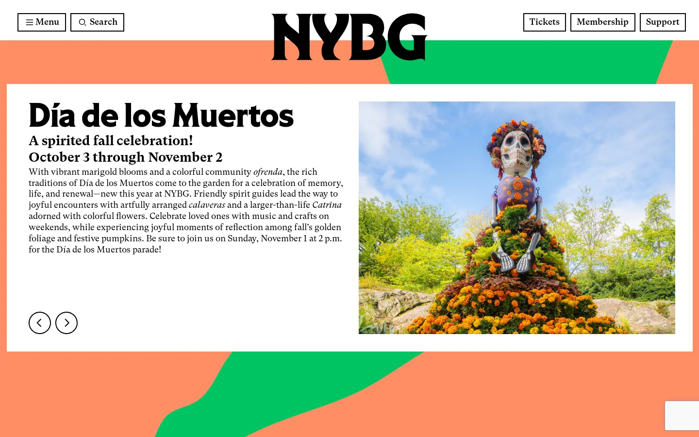 New York Botanical Garden Homepage screenshot