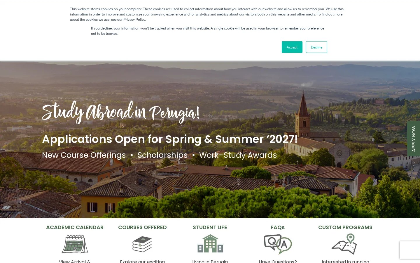 The Umbra Institute – Study Abroad in Italy – Perugia – Study Abroad in Perugia, Italy – Summer, Semester and Custom Programs Available. Homepage screenshot