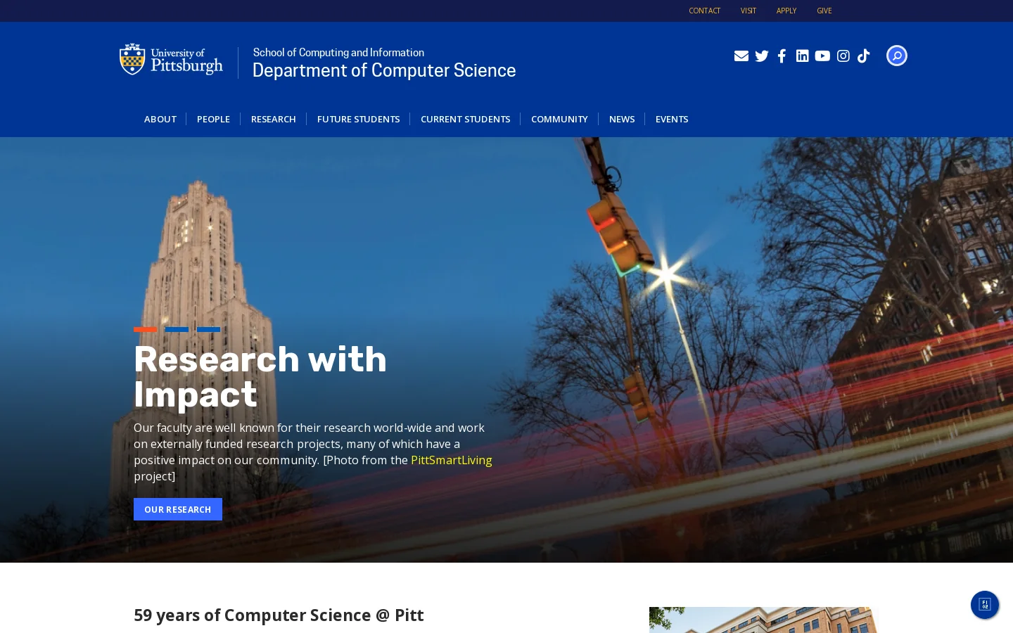 Department of Computer Science | University of Pittsburgh Homepage screenshot