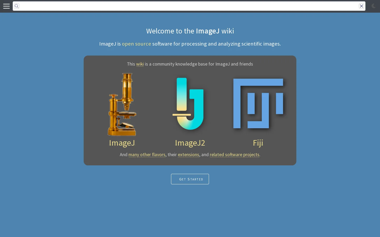 ImageJ Wiki Homepage screenshot