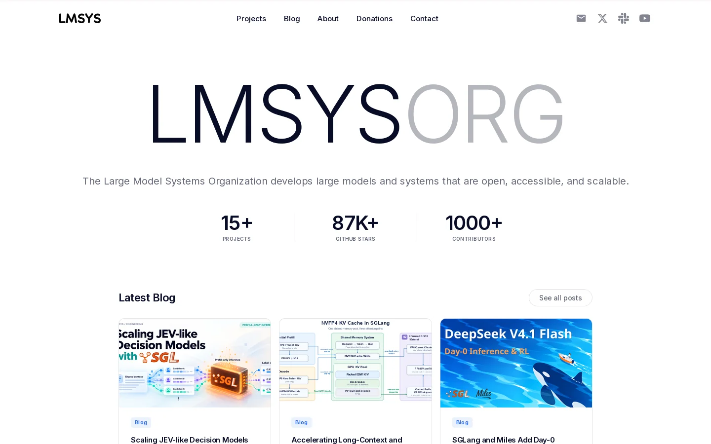 LMSYS Org Homepage screenshot