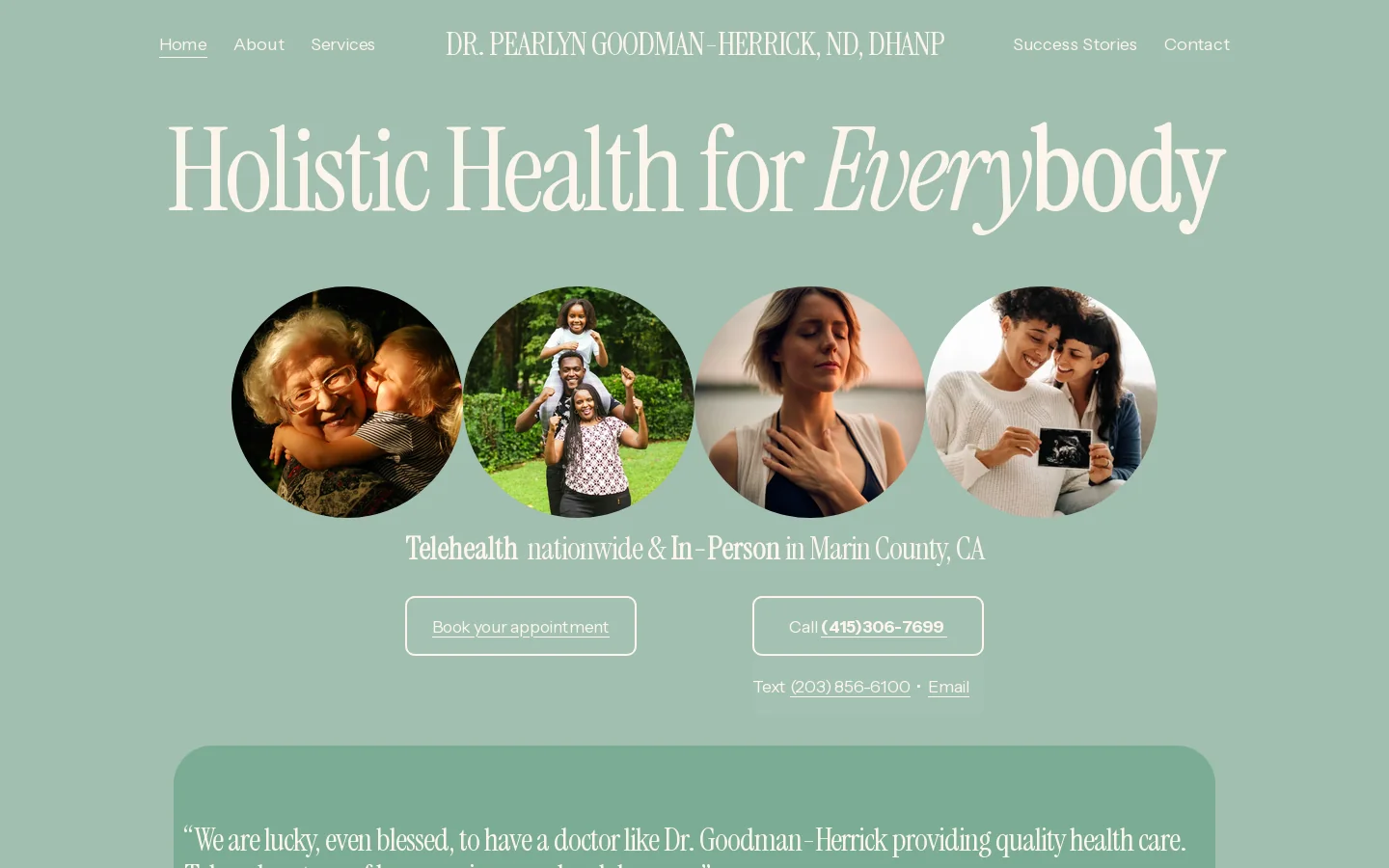 DR. PEARLYN GOODMAN, ND, DHANP Homepage screenshot