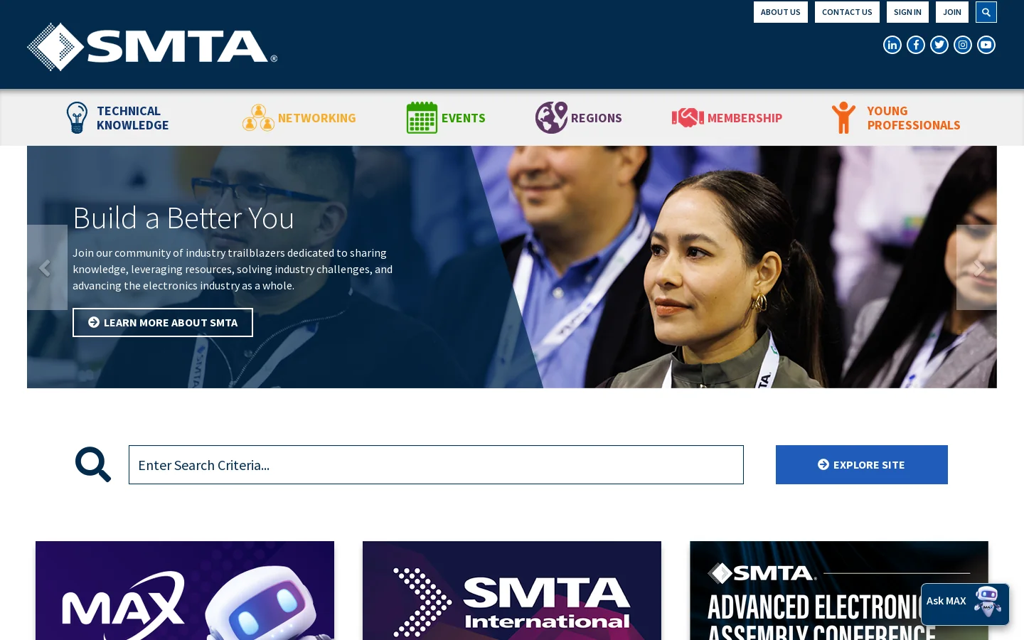 SMTA Homepage screenshot