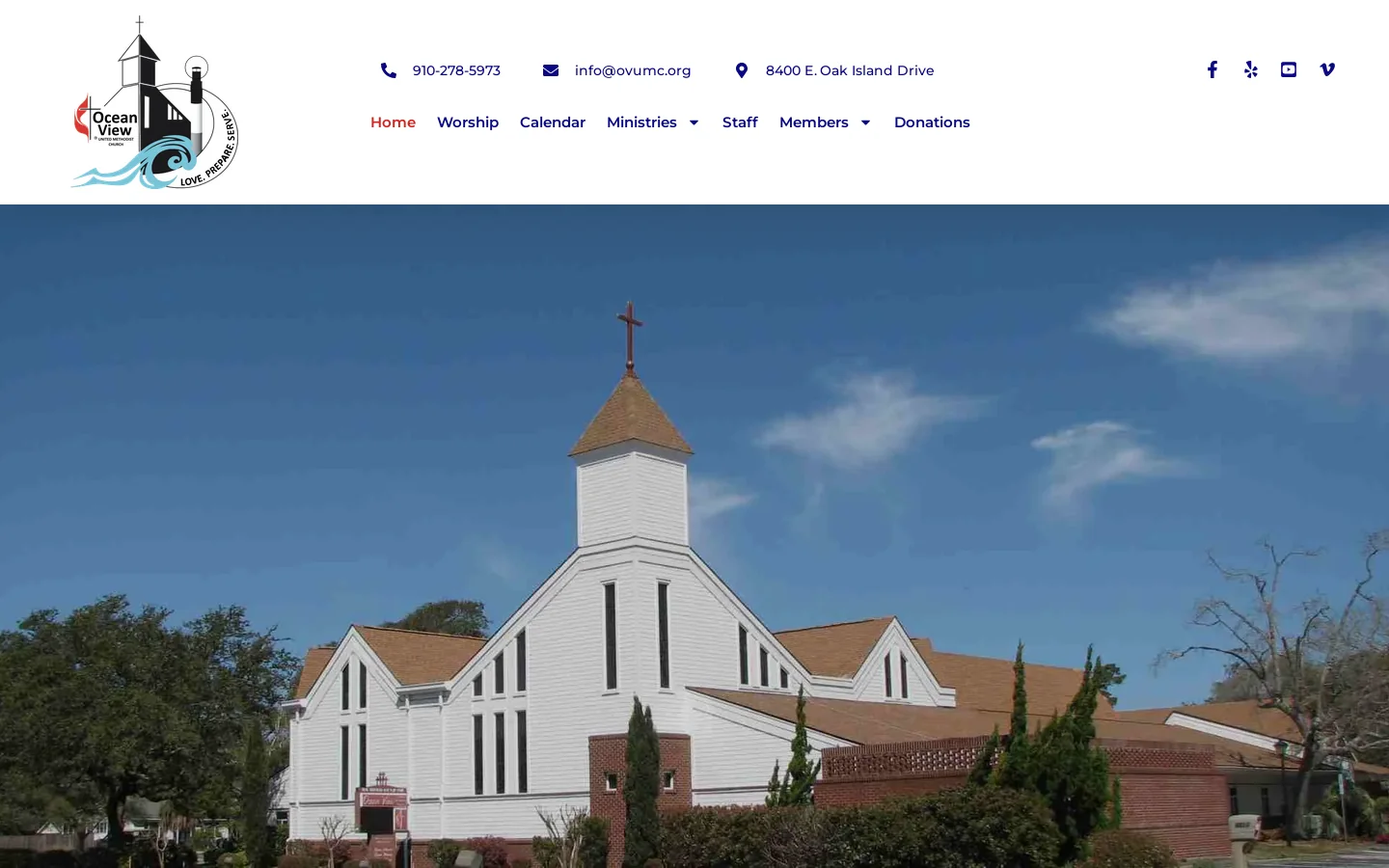 Welcome to Ocean View United Methodist Church Homepage screenshot