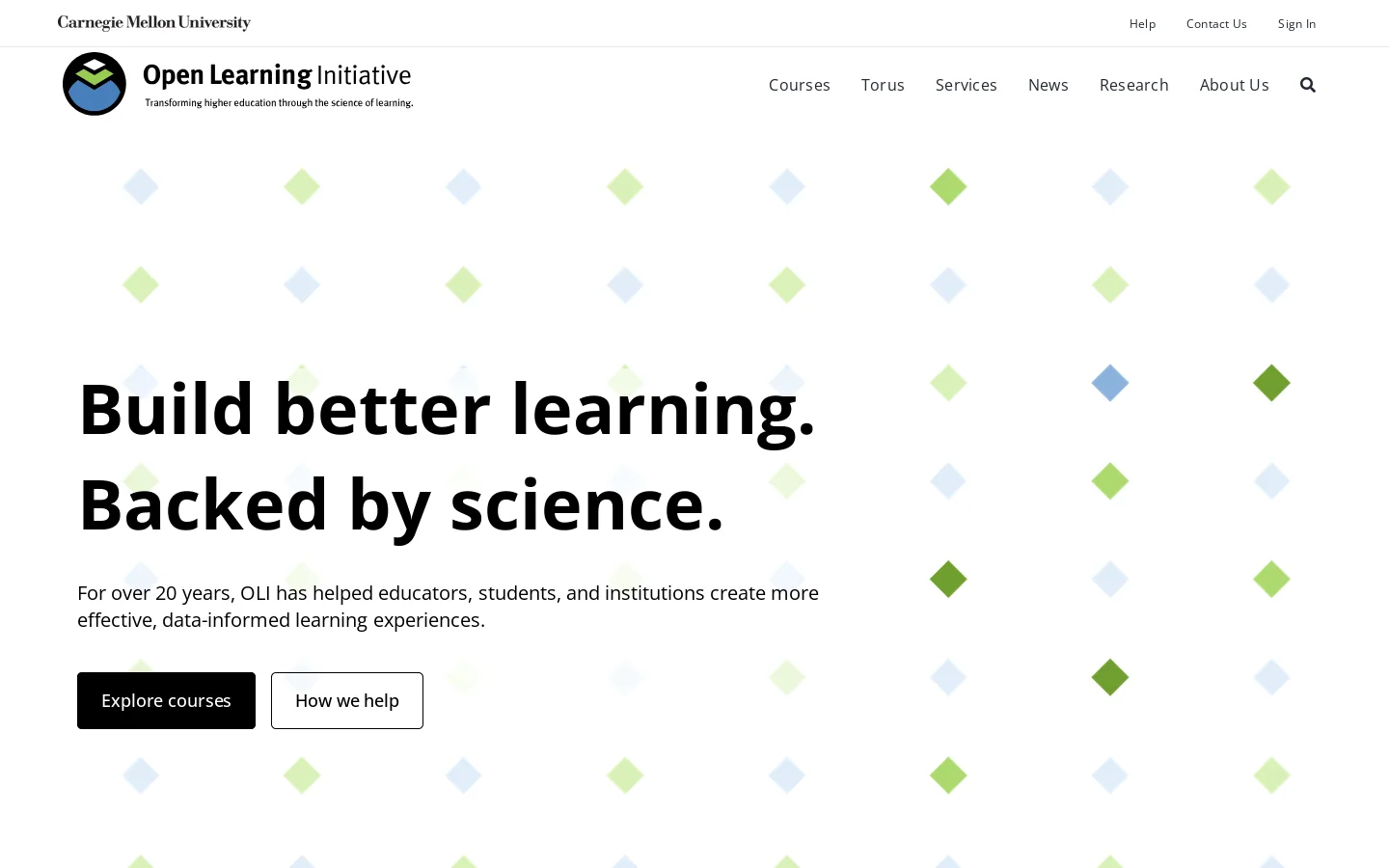 Open Learning Initiative | Smarter Learning by Design Homepage screenshot