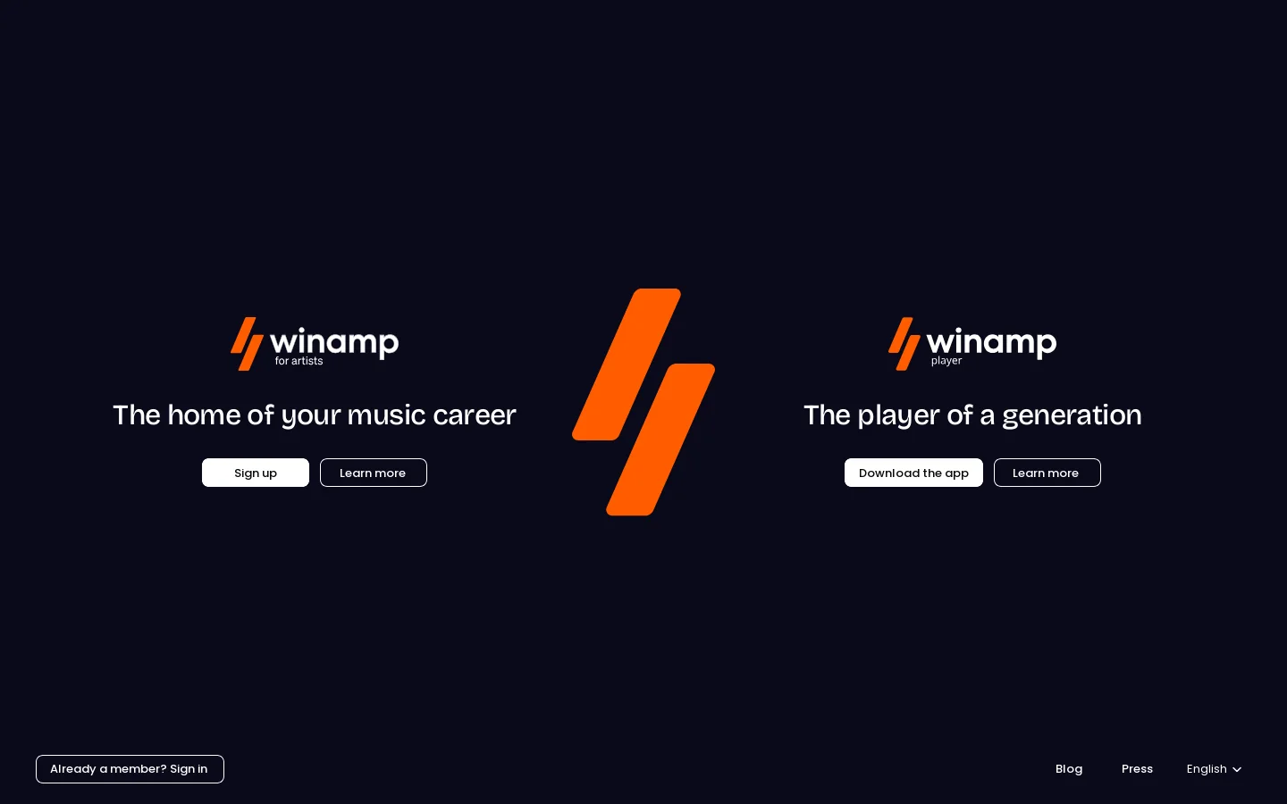 Winamp Homepage screenshot