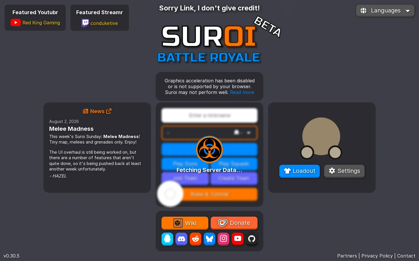 Suroi Homepage screenshot
