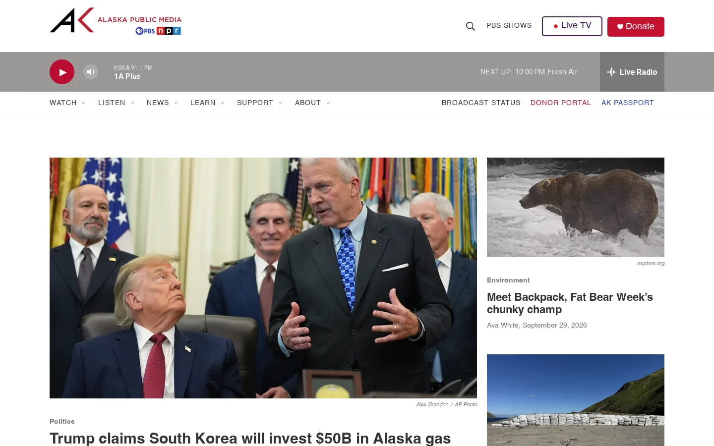 Alaska Public Media Homepage screenshot