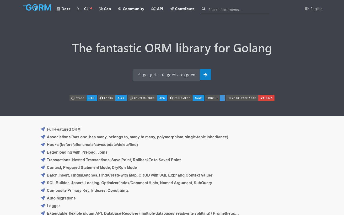 GORM Homepage screenshot