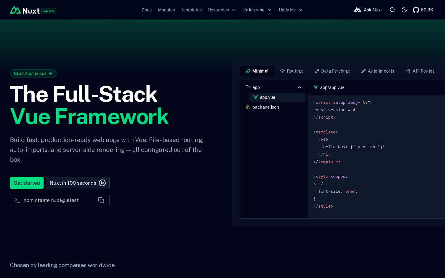 Nuxt Homepage screenshot