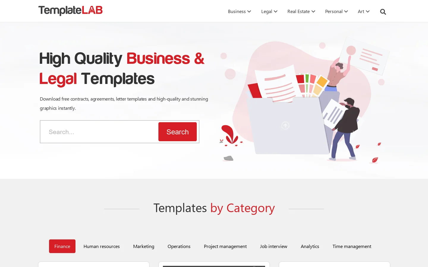 TemplateLab Homepage screenshot