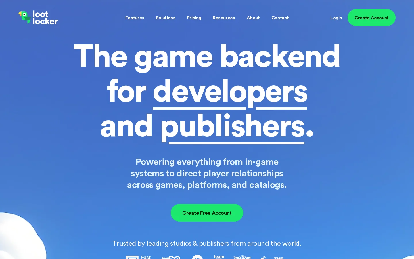 LootLocker, The Game Publishing Platform Homepage screenshot