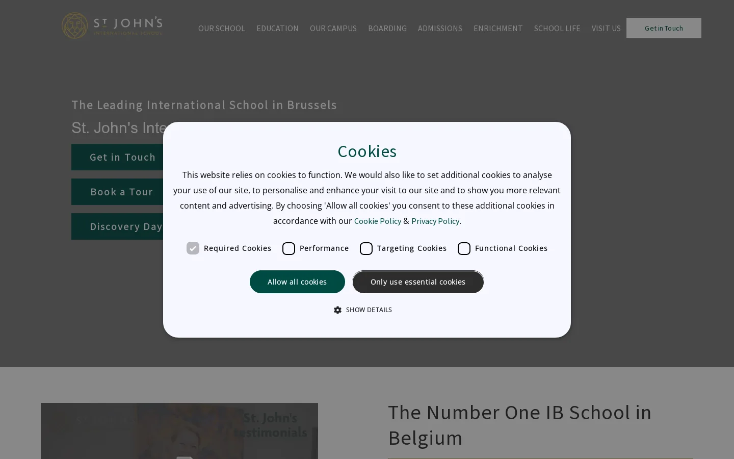 ᐅInternational School in Brussels ᐅSt. John's International School, Belgium Homepage screenshot