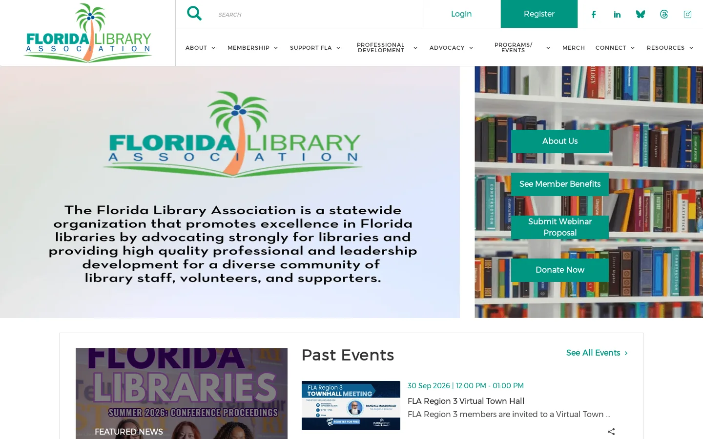 Florida Library Association Homepage screenshot