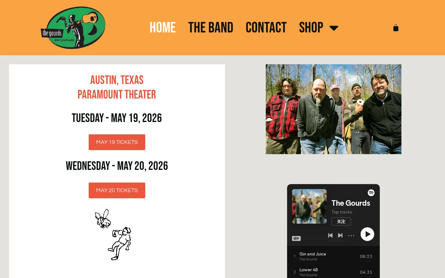 The Gourds Homepage screenshot