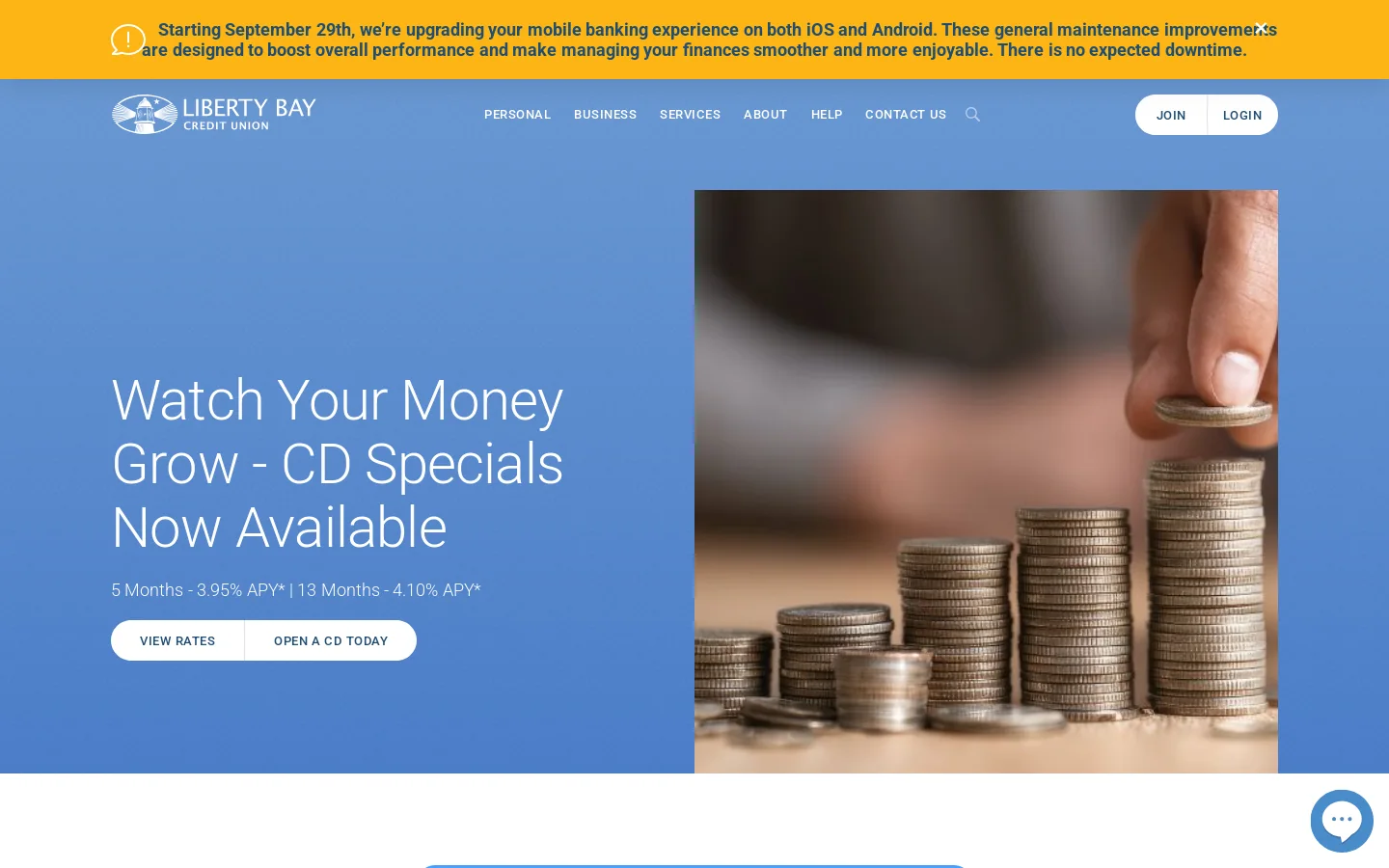 Liberty Bay Credit Union Homepage screenshot