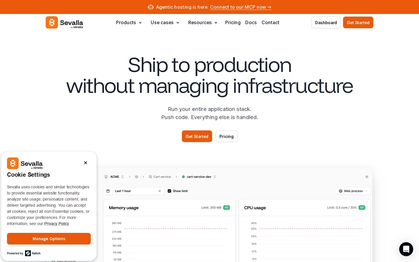Sevalla Homepage screenshot
