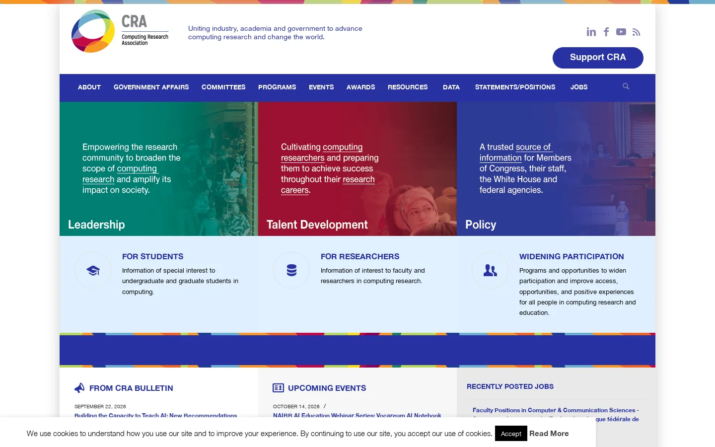 CRA Homepage screenshot