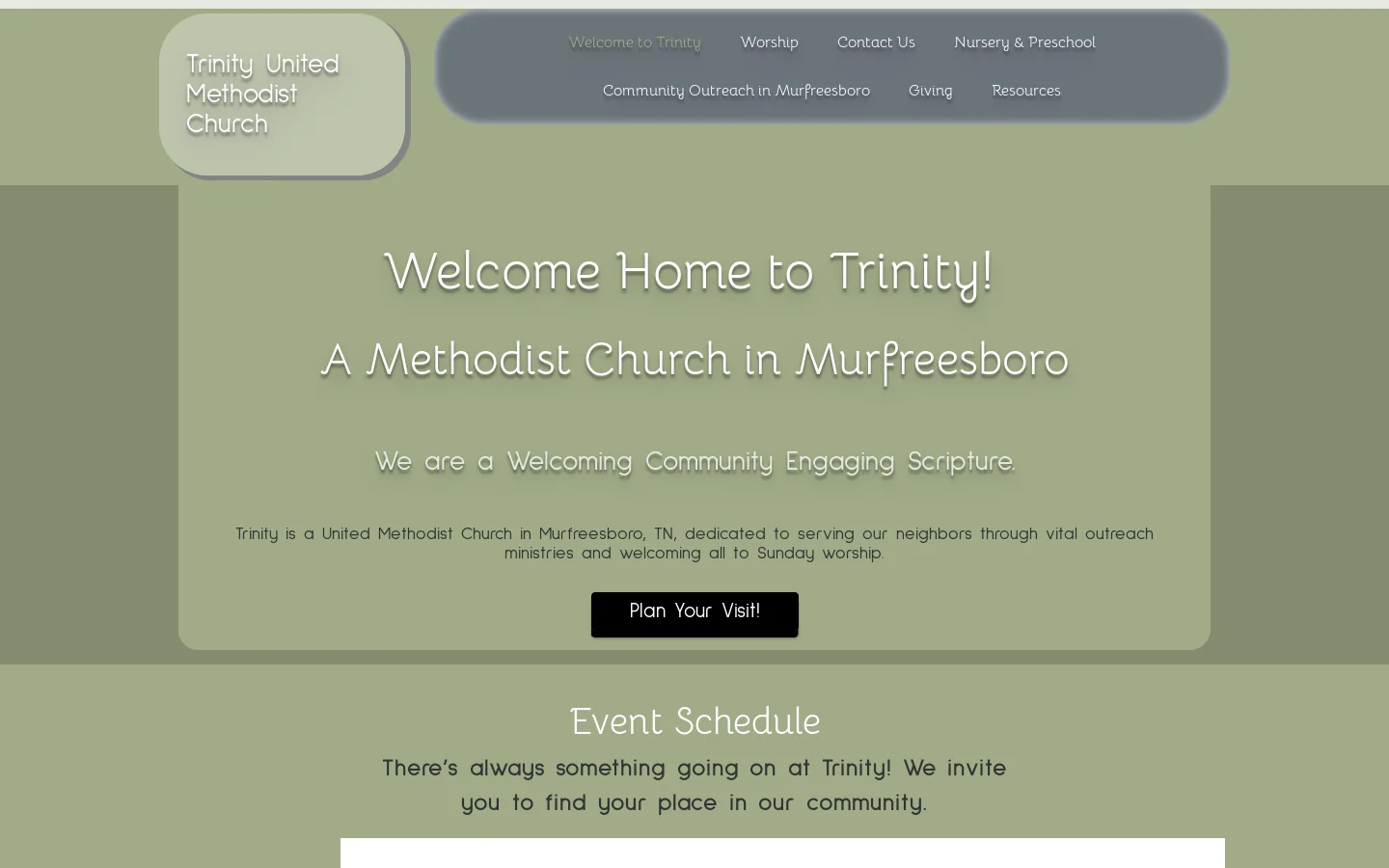 A Methodist Church in Murfreesboro Homepage screenshot