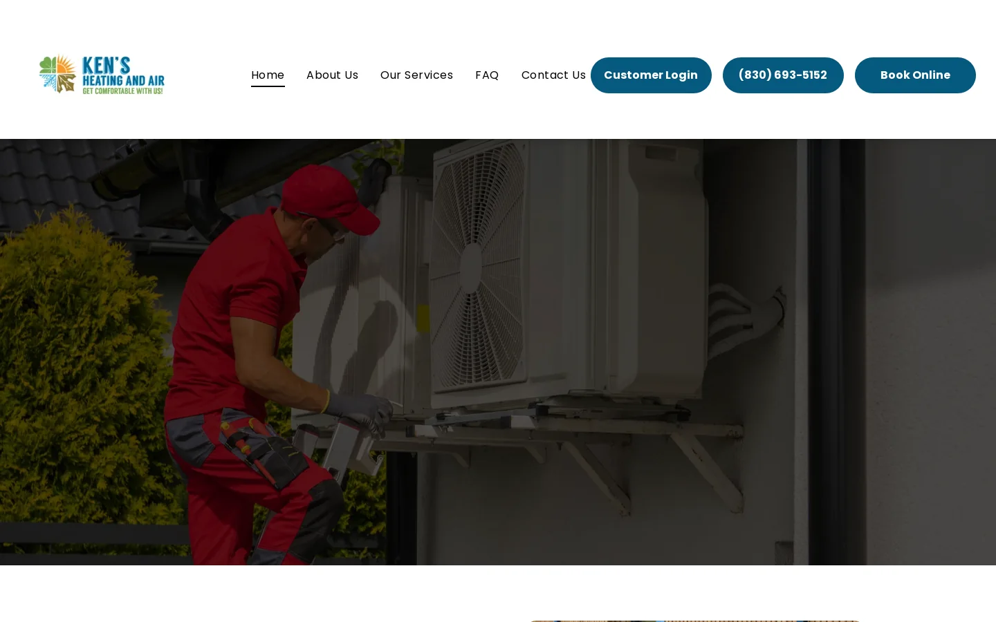 Reliable HVAC Expert - Marble Falls, TX - Ken's Heating Homepage screenshot