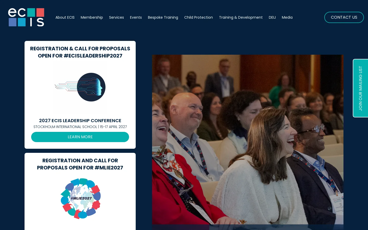 ECIS Homepage screenshot