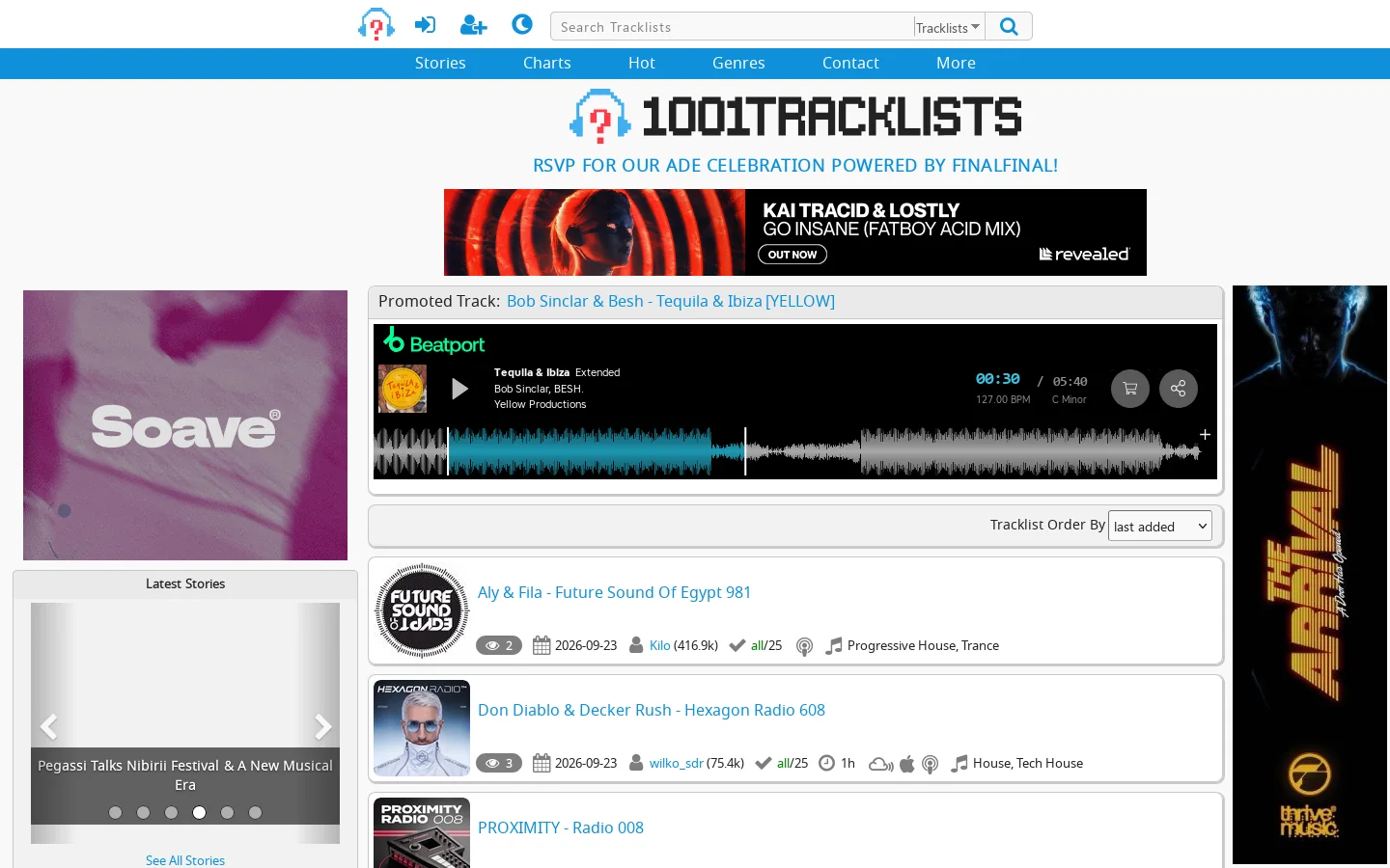 1001Tracklists ⋅ The World's Leading DJ Tracklist/Playlist Database Homepage screenshot