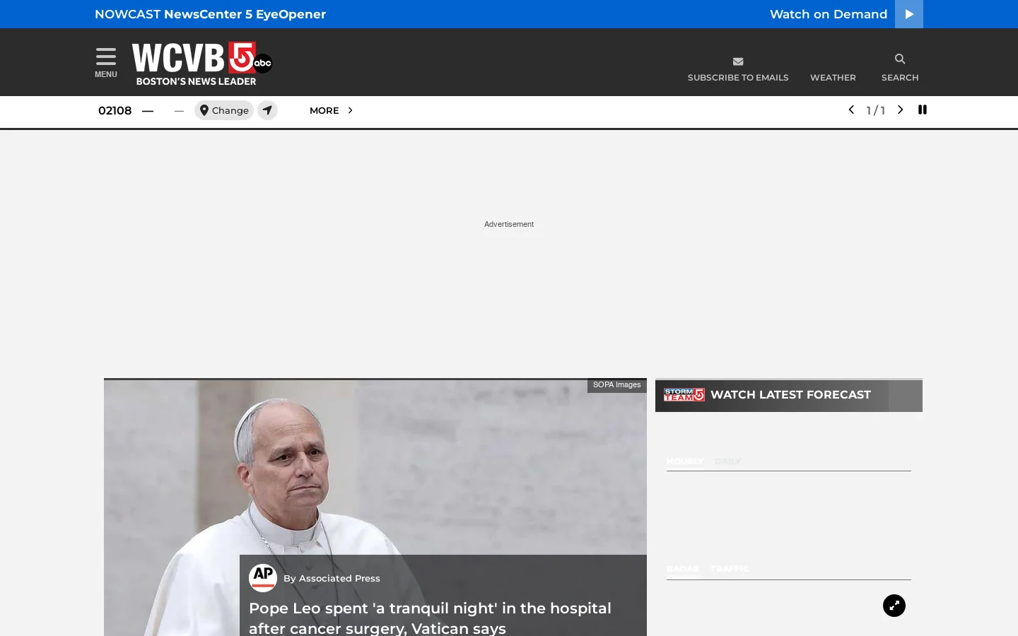 WCVB Channel 5 Homepage screenshot