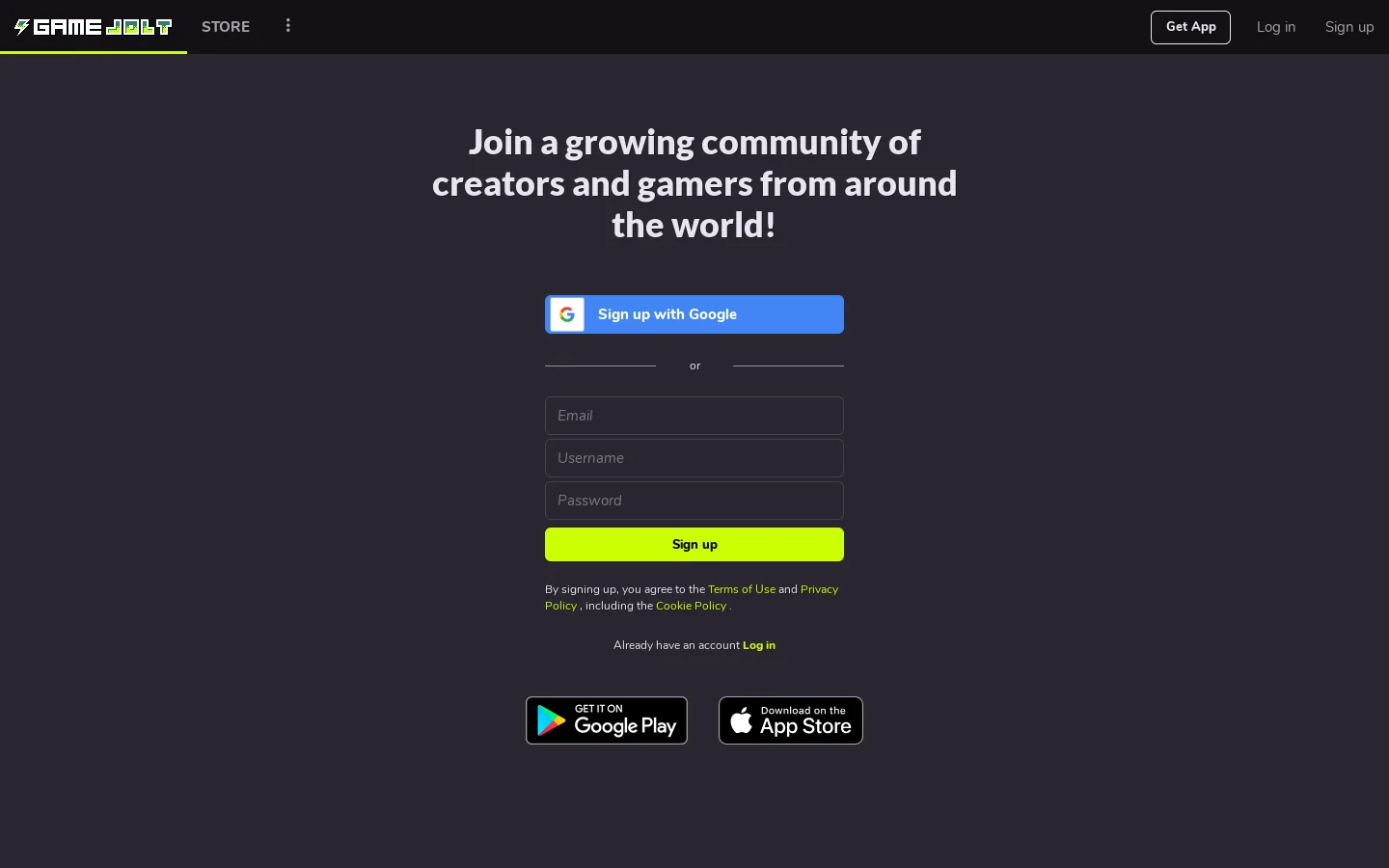 Game Jolt Homepage screenshot