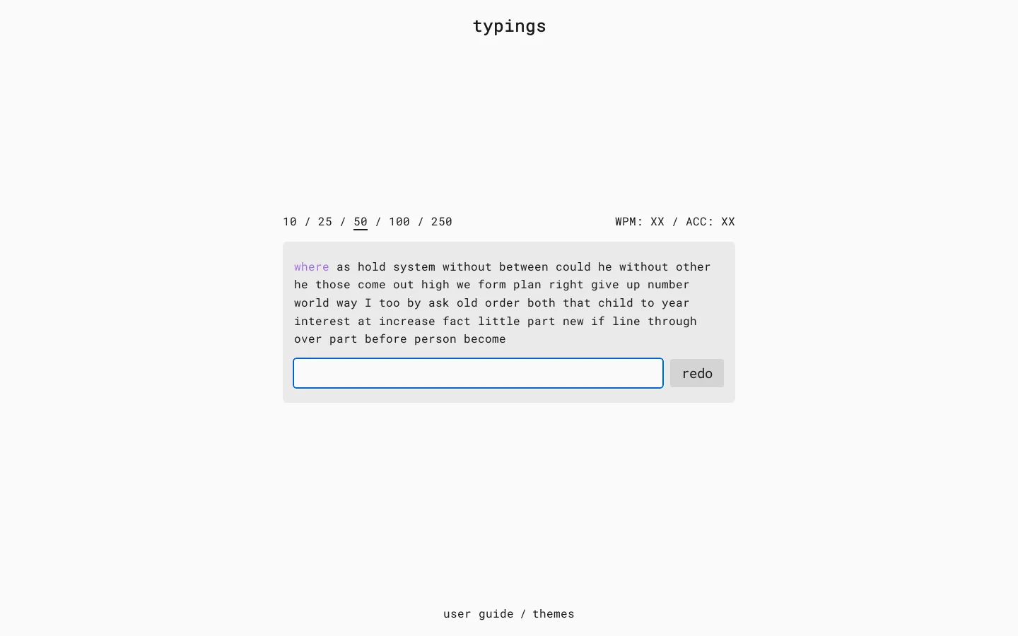 typings Homepage screenshot
