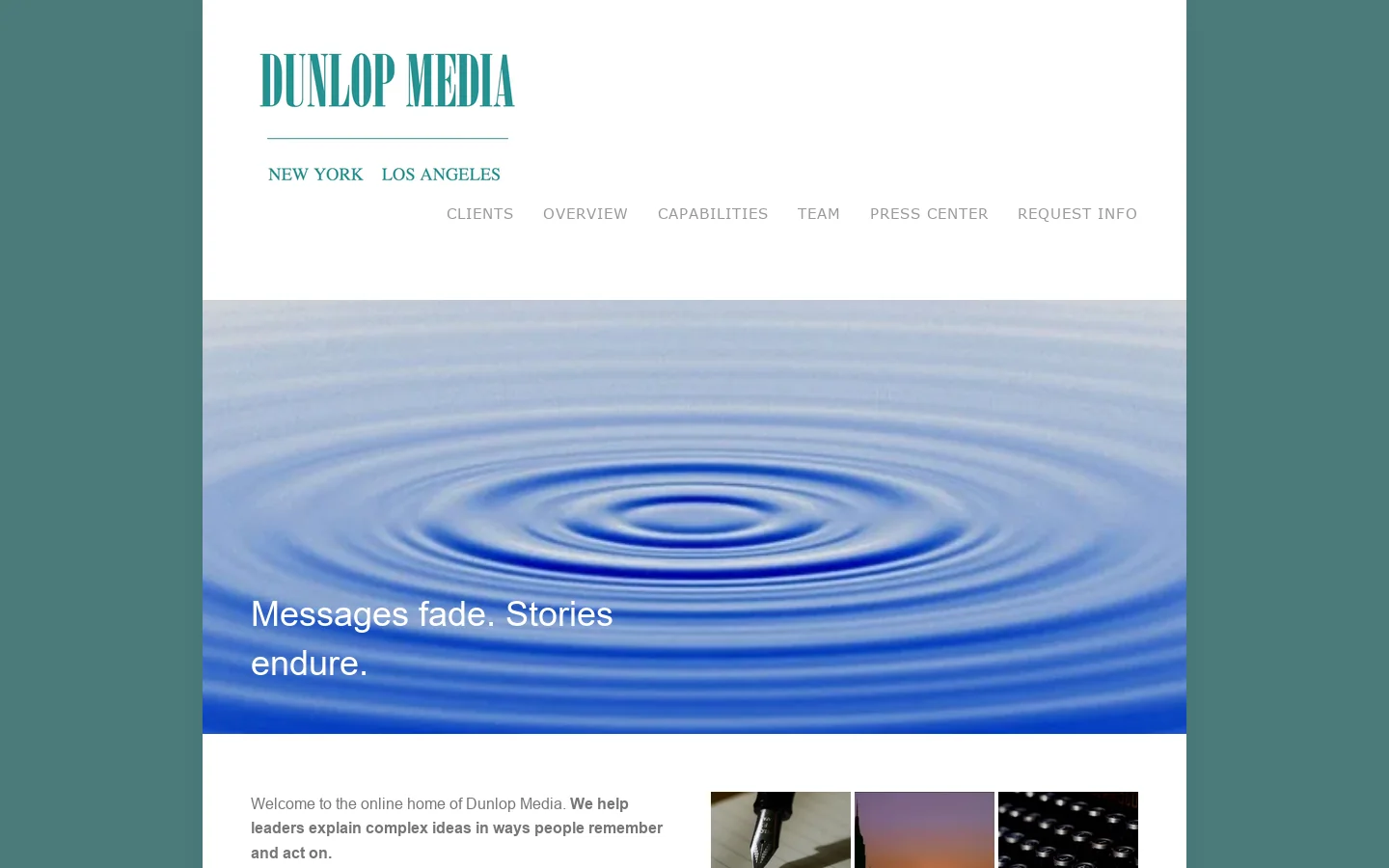 Dunlop Media Homepage screenshot