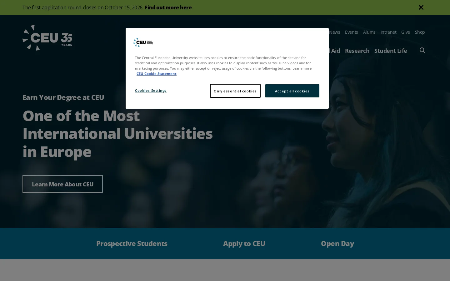 CEU Homepage screenshot