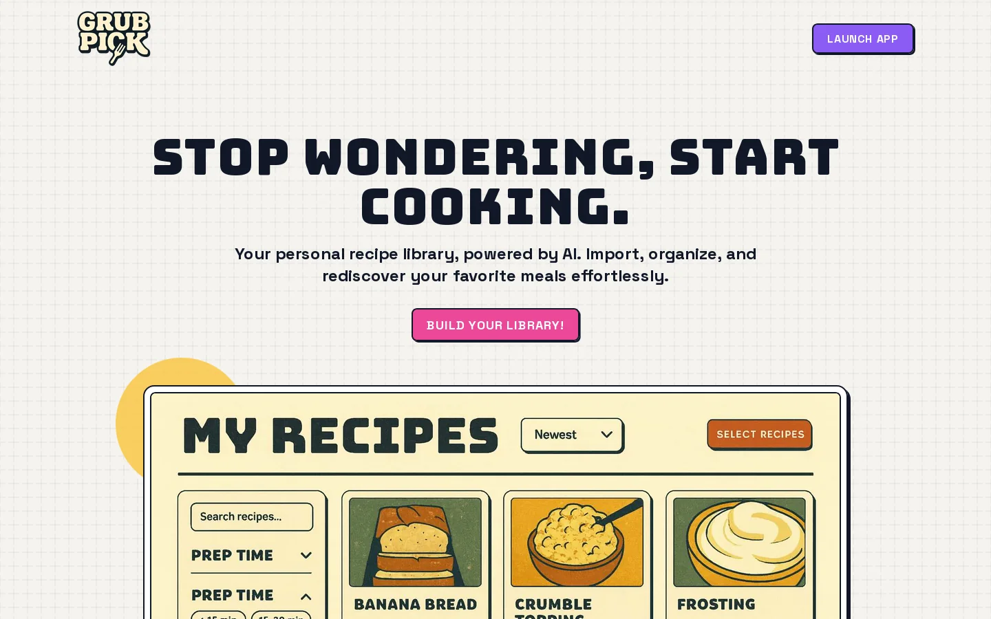 GrubPick Homepage screenshot