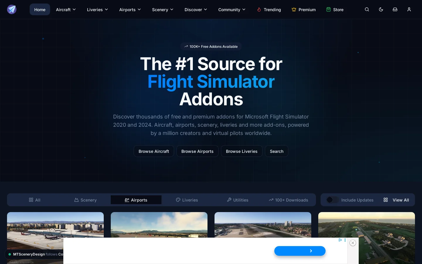Flightsim.to Homepage screenshot