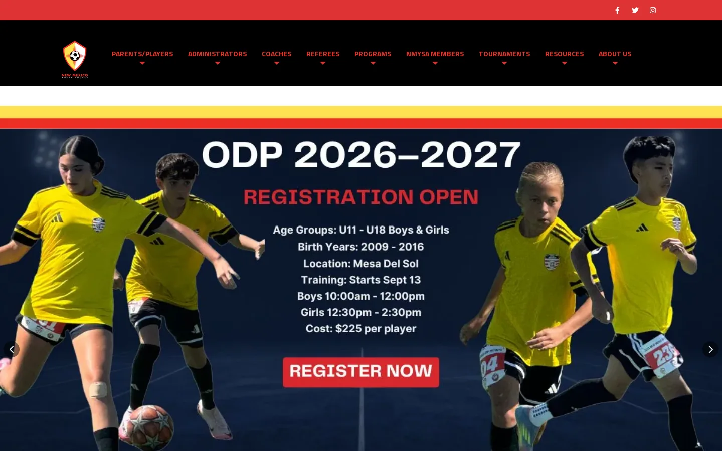 Homepage - New Mexico Youth Soccer Homepage screenshot