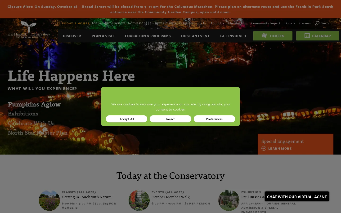 Franklin Park Conservatory and Botanical GardensFranklin Park Conservatory and Botanical Gardens Homepage screenshot