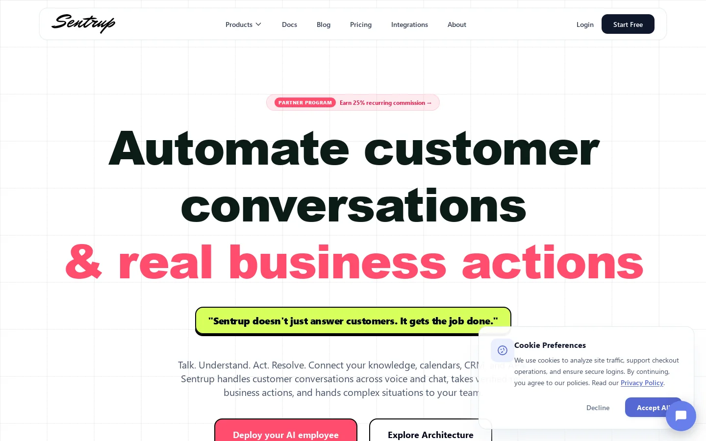 Sentrup Homepage screenshot