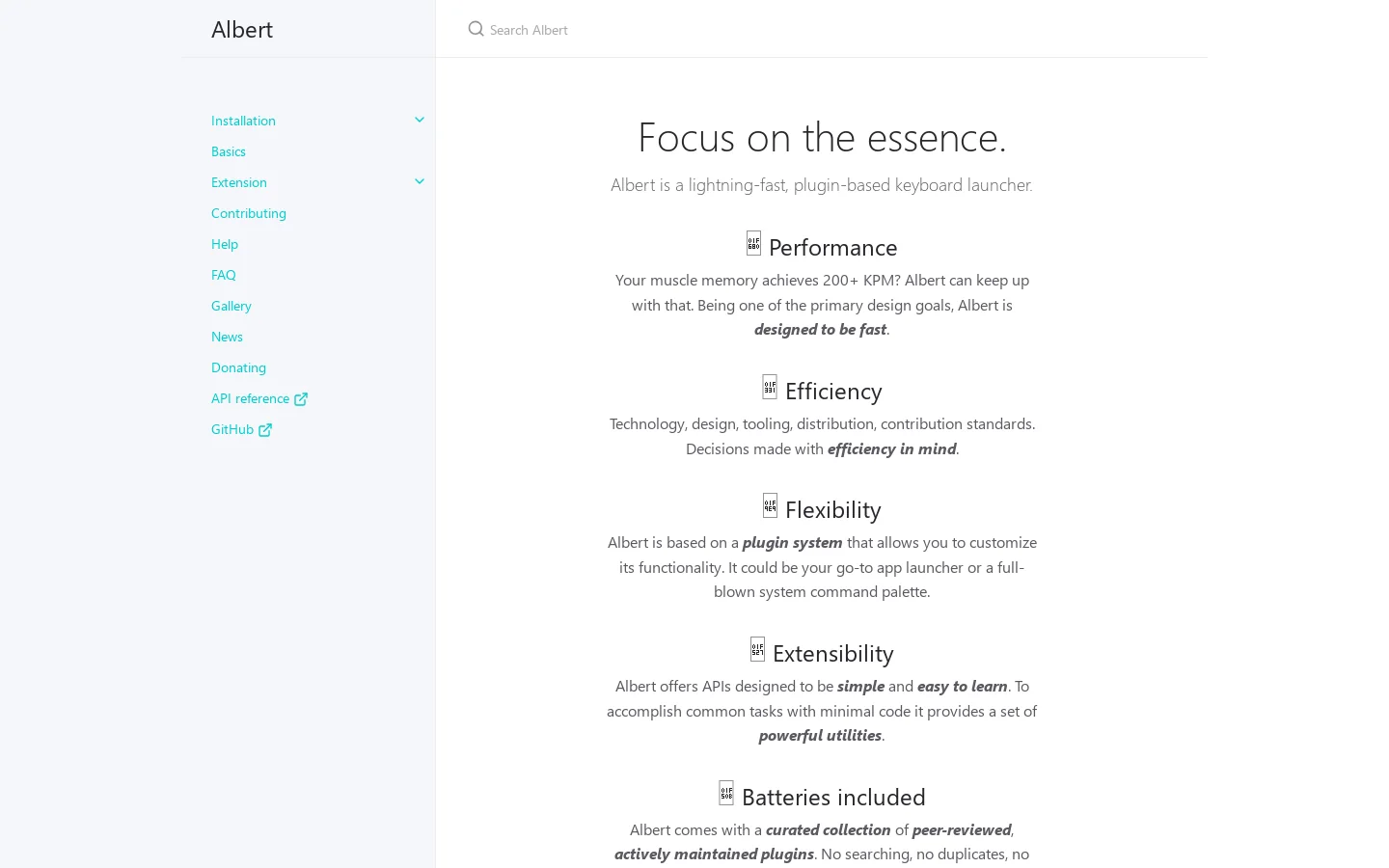 Home | Albert Homepage screenshot