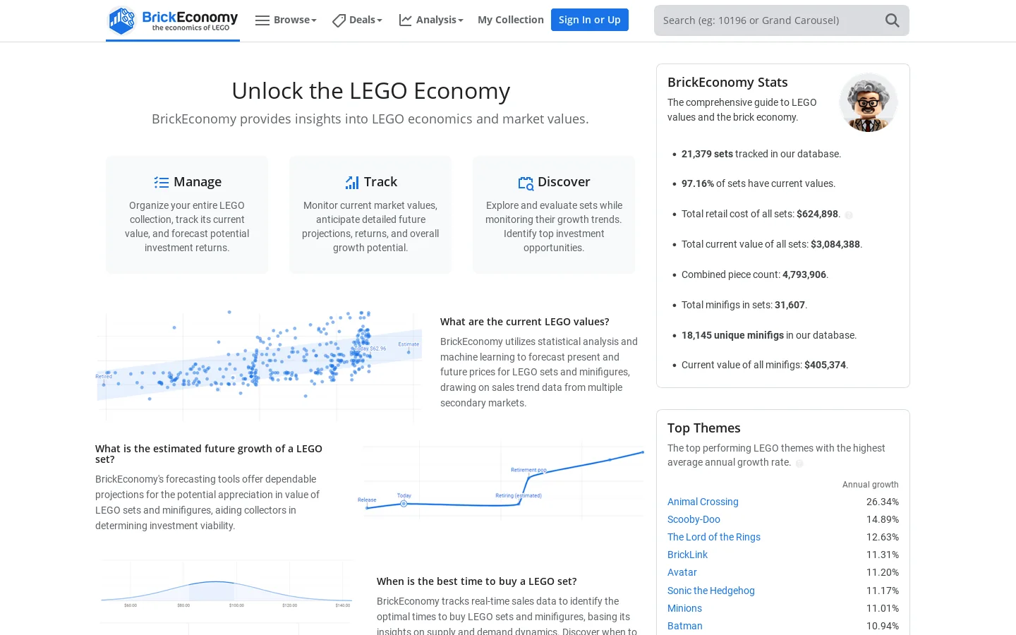 BrickEconomy Homepage screenshot