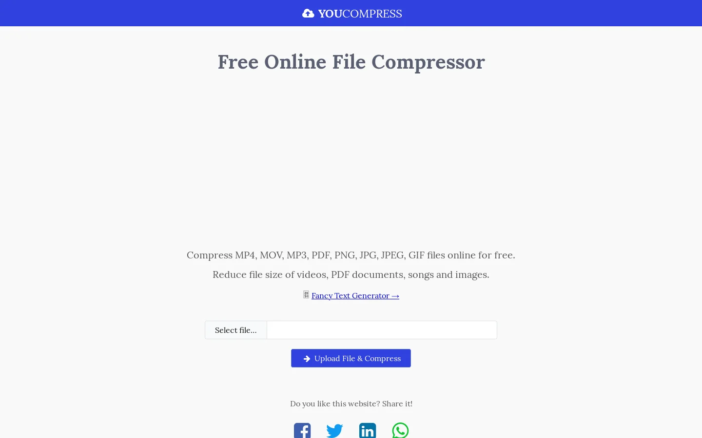 YouCompress Homepage screenshot