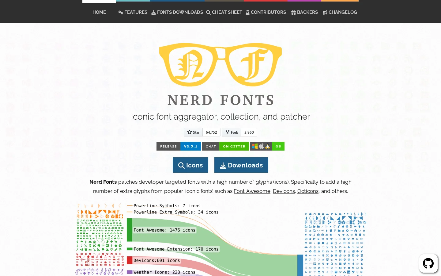 Nerd Fonts Homepage screenshot