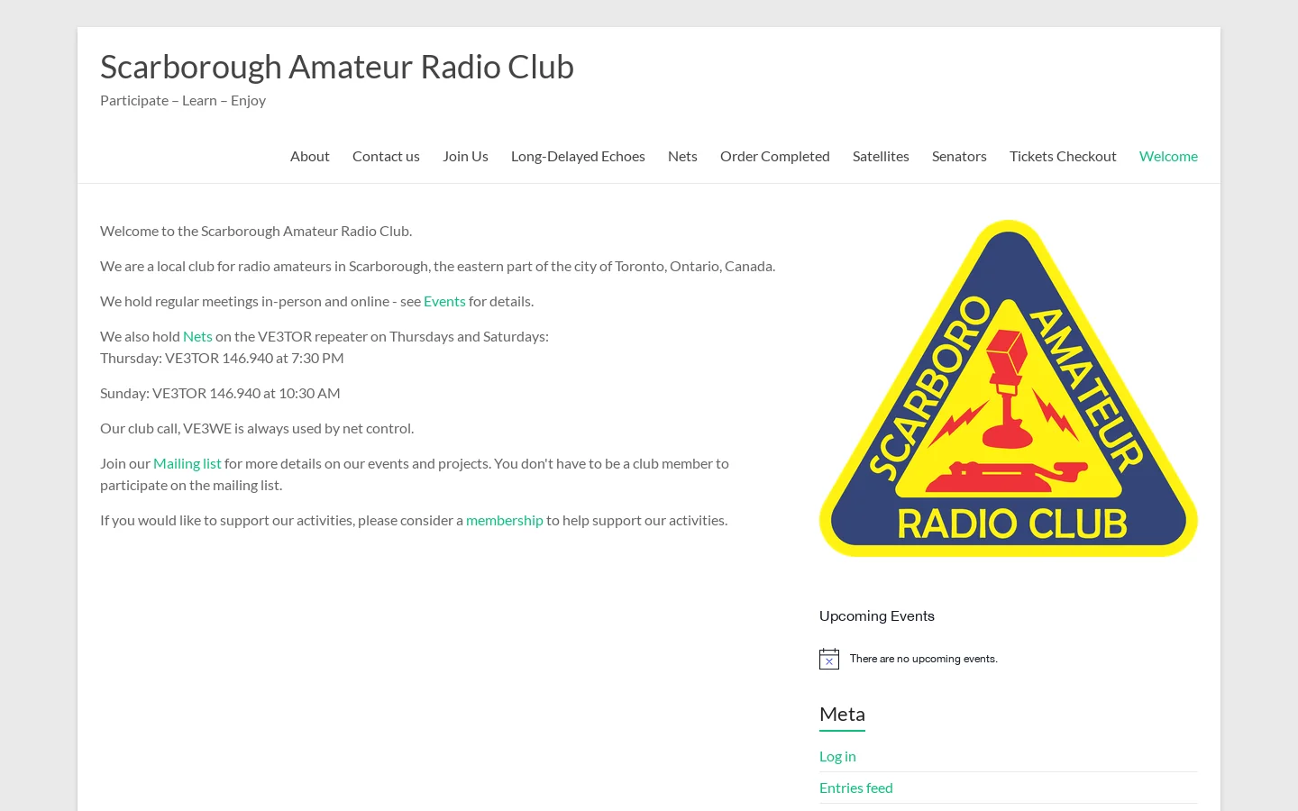 Scarborough Amateur Radio Club – Participate – Learn – Enjoy Homepage screenshot