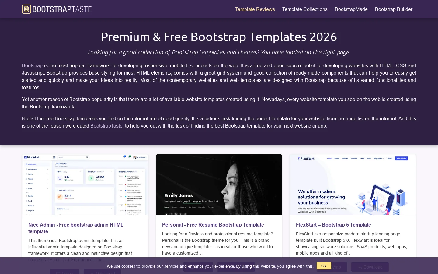 BootstrapTaste Homepage screenshot