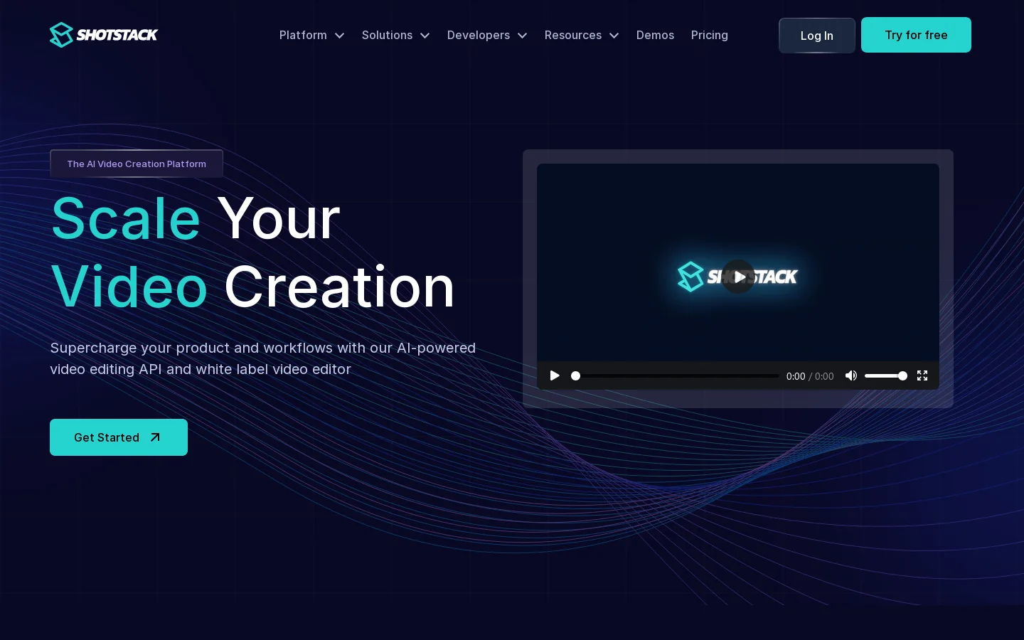 Shotstack Homepage screenshot
