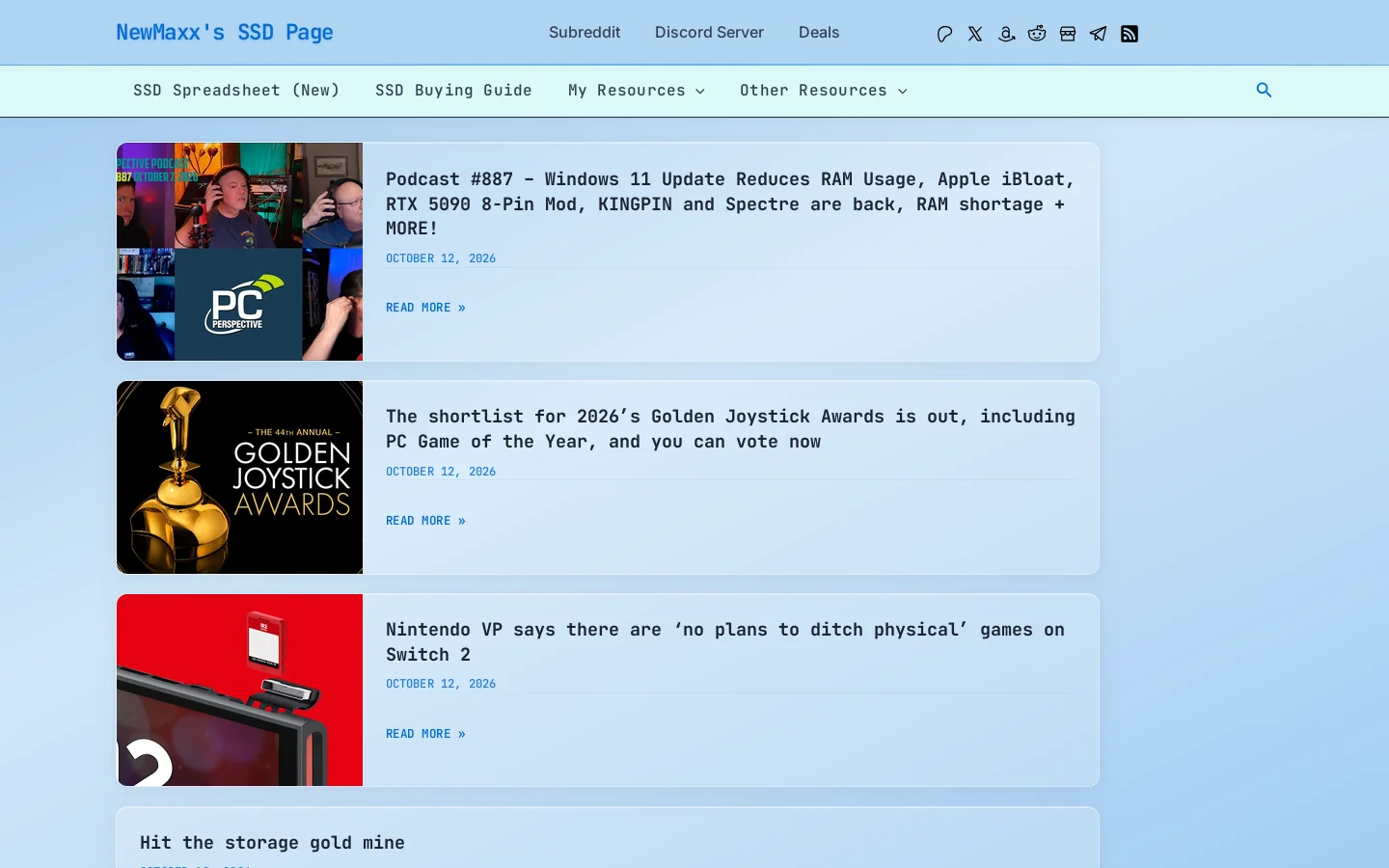 NewMaxx's SSD Page – Source for all things SSD Homepage screenshot
