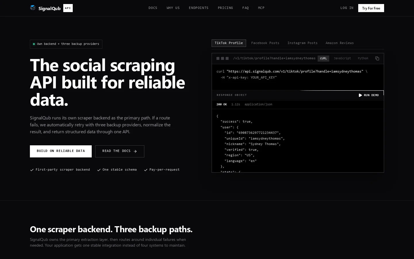 SignalQub Homepage screenshot