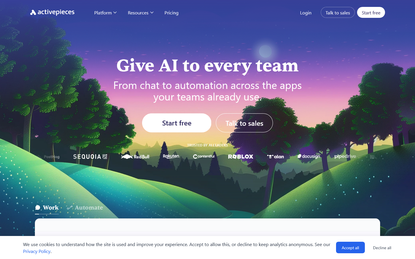 Activepieces Homepage screenshot