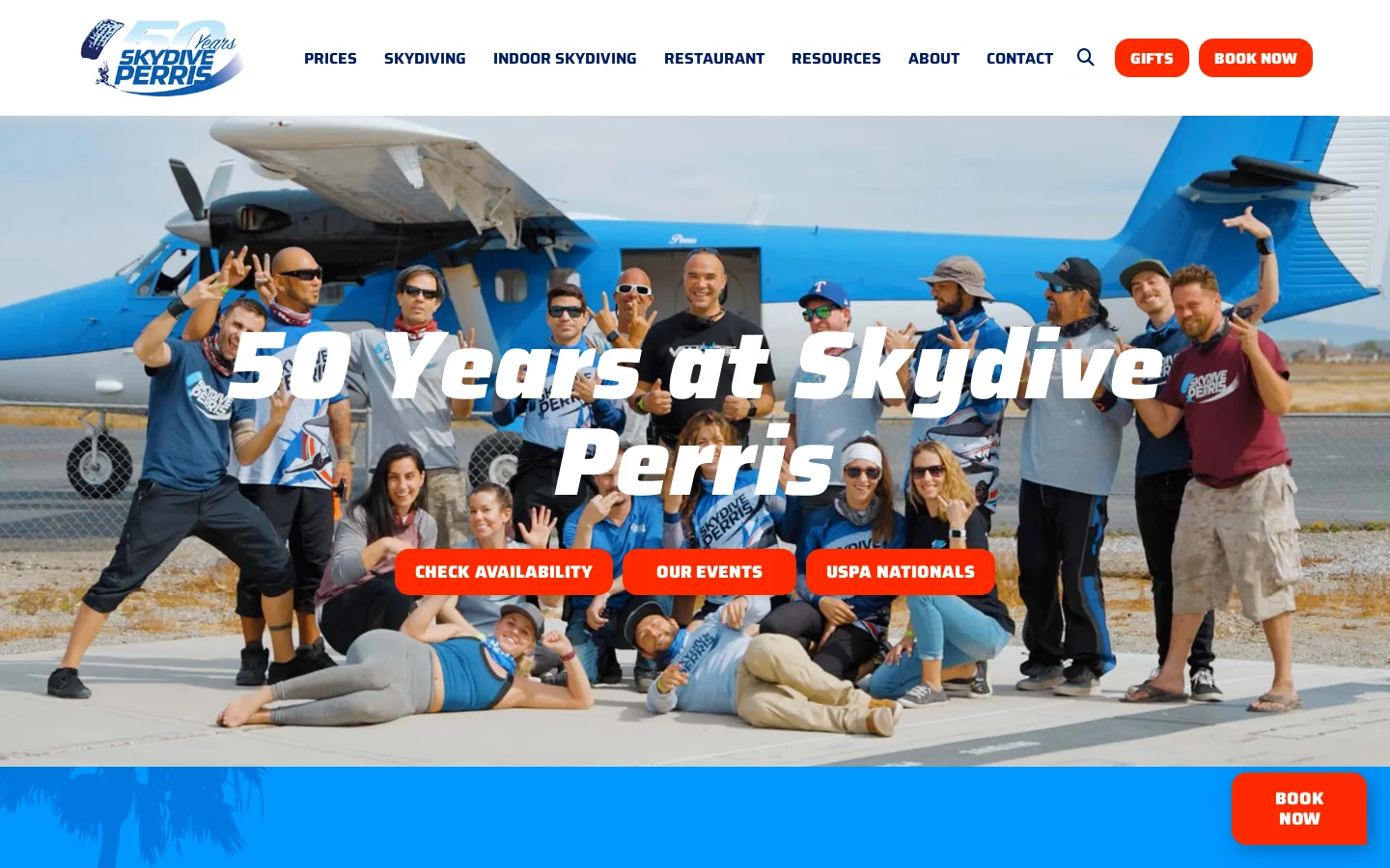 Skydive Perris Homepage screenshot